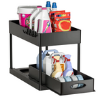 Ausziehbarer Schrank Organizer Unter Spüle – Küchen & Bad Aufbewahrung | Korbregal mit Haken | Flexible Ordnung