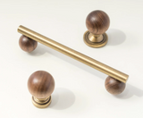 NordLuxe TimberGrip – Premium Möbelgriff & Knopf in Bronze-Messing mit Walnussholz-Akzent
