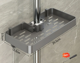DuoOrganisator Duschablage Klebefix – Badezimmer Regal Aluminium | Ohne Bohren | Doppelregal mit Handtuchhalter