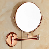 AuroraLux Roségold 8” – 3-fach Vergrößernder Wand-Kosmetikspiegel mit Doppelarm