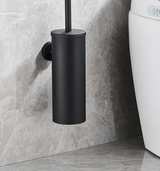 ReinGlanz Wand-Toilettenbürste aus Edelstahl in Schwarz mit Halterung