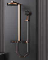 ThermoThermostat-Duschanlage mit Regenbrause und verdeckter Installation – Elegante Badlösung in Gold oder Roségoldtat-Duschanlage mit Regenbrause und verdeckter Installation – Elegante Badlösung in Gold oder Roségold