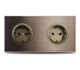 ElektroPro Kombisteckdose Braun – Schuko Wandsteckdose Aluminium | USB Ladeanschluss & LAN Port | Unterputz Design
