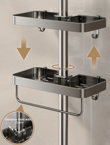 DuoOrganisator Duschablage Klebefix – Badezimmer Regal Aluminium | Ohne Bohren | Doppelregal mit Handtuchhalter