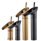 AntikFlow Waschtischarmatur Bronze – Wasserfall Wasserhahn Messing | Einhebel Mischer | Klassisches Badezimmer Highlight