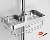 DuoOrganisator Duschablage Klebefix – Badezimmer Regal Aluminium | Ohne Bohren | Doppelregal mit Handtuchhalter