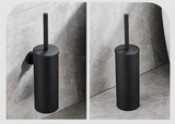 ReinGlanz Wand-Toilettenbürste aus Edelstahl in Schwarz mit Halterung
