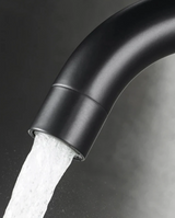 Elegante Einhebelarmatur mit Rundauslauf und Drehfunktion in Schwarznickel