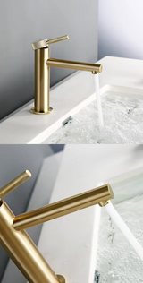 Orvessa GoldLine – Designer Waschtischarmatur | Gebürstetes Gold