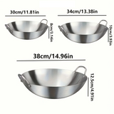 SteelWok Pro Max – Großer Edelstahl-Wok mit Doppelgriffen für Profi-Küche