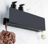 AquaOrdnung Wandablage Schwarz – Duschregal Aluminium | Mit Haken für Zubehör | Feuchtigkeitsbeständig