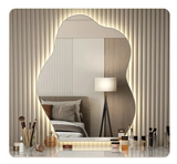 LumaForm LED-Designer-Wandspiegel – Skandinavischer Minimalismus mit Unregelmäßiger Form für Bad, Schlafzimmer & Wohnzimmer