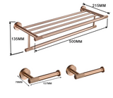 LuxiBath Pro – 6-teiliges Premium-Badaccessoires Set in Gebürstetem Roségold