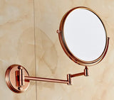 AuroraLux Roségold 8” – 3-fach Vergrößernder Wand-Kosmetikspiegel mit Doppelarm