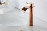 Glanzvolle Wasserfall-Waschtischarmatur in Roségold