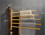 Luxus-Handtuchhalter | Holz & Gebürstetes Gold | <50 cm | Faltbar & Mobil