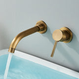 GoldFlex Wandarmatur Waschbecken – Drehbarer Wasserhahn Messing | Gebürstetes Finish | Moderne Mischbatterie