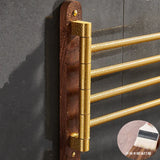 Luxus-Handtuchhalter | Holz & Gebürstetes Gold | <50 cm | Faltbar & Mobil