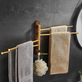 Luxus-Handtuchhalter | Holz & Gebürstetes Gold | <50 cm | Faltbar & Mobil