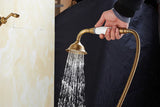 RetroLux Wand-Duscharmatur Set – Messing mit Handbrause & Verlängerter Auslauf | Klassisches Design