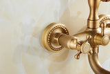 RetroLux Wand-Duscharmatur Set – Messing mit Handbrause & Verlängerter Auslauf | Klassisches Design
