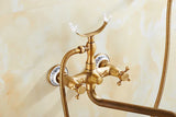 RetroLux Wand-Duscharmatur Set – Messing mit Handbrause & Verlängerter Auslauf | Klassisches Design