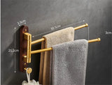 Luxus-Handtuchhalter | Holz & Gebürstetes Gold | <50 cm | Faltbar & Mobil