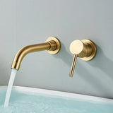 GoldFlex Wandarmatur Waschbecken – Drehbarer Wasserhahn Messing | Gebürstetes Finish | Moderne Mischbatterie