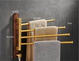 Luxus-Handtuchhalter | Holz & Gebürstetes Gold | <50 cm | Faltbar & Mobil
