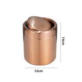 Eleganter Tischabfalleimer aus Edelstahl in Roségold mit Klappdeckel