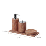 NatursteinGlanz Badaccessoire-Set aus rotem Travertin