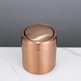 Eleganter Tischabfalleimer aus Edelstahl in Roségold mit Klappdeckel