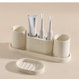 ZenAura Sandstein Badezimmer-Set – Natürliches Wabi-Sabi Accessoire-Set