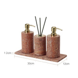 NatursteinGlanz Badaccessoire-Set aus rotem Travertin