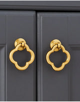 FloraVita Elegance – 2er Set Messing Möbelknöpfe in Vierblatt-Form