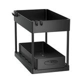 Ausziehbarer Schrank Organizer Unter Spüle – Küchen & Bad Aufbewahrung | Korbregal mit Haken | Flexible Ordnung