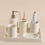 ZenAura Sandstein Badezimmer-Set – Natürliches Wabi-Sabi Accessoire-Set