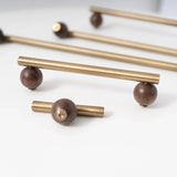 NordLuxe TimberGrip – Premium Möbelgriff & Knopf in Bronze-Messing mit Walnussholz-Akzent