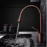 AurumLine Waschtischarmatur – Roségold Wasserhahn Messing | Schwenkbarer Waschbeckenhahn | Moderne Mischbatterie
