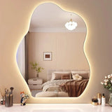 LumaForm LED-Designer-Wandspiegel – Skandinavischer Minimalismus mit Unregelmäßiger Form für Bad, Schlafzimmer & Wohnzimmer