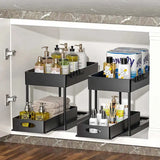 Ausziehbarer Schrank Organizer Unter Spüle – Küchen & Bad Aufbewahrung | Korbregal mit Haken | Flexible Ordnung