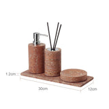 NatursteinGlanz Badaccessoire-Set aus rotem Travertin