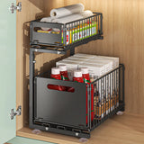 Küchenregal Ausziehbar Unter Spüle – 2-stöckiger Aufbewahrungskorb | Schrank Organizer | Platzsparendes Design