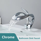 Weißglanz Wasserfall-Waschtischarmatur mit Einhebelmischer für Warm- und Kaltwasser