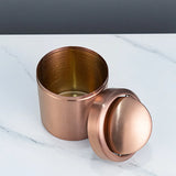 Eleganter Tischabfalleimer aus Edelstahl in Roségold mit Klappdeckel