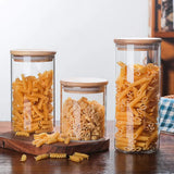 FreshWood Vorratsglas Set – Glasbehälter Küche | Holzdeckel Luftdicht | Elegante Lebensmittelaufbewahrung