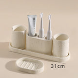 ZenAura Sandstein Badezimmer-Set – Natürliches Wabi-Sabi Accessoire-Set