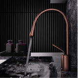 AurumLine Waschtischarmatur – Roségold Wasserhahn Messing | Schwenkbarer Waschbeckenhahn | Moderne Mischbatterie