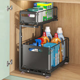 Küchenregal Ausziehbar Unter Spüle – 2-stöckiger Aufbewahrungskorb | Schrank Organizer | Platzsparendes Design