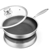 ProCook Edelstahlpfanne mit Honigwaben-Antihaft & Glasdeckel
